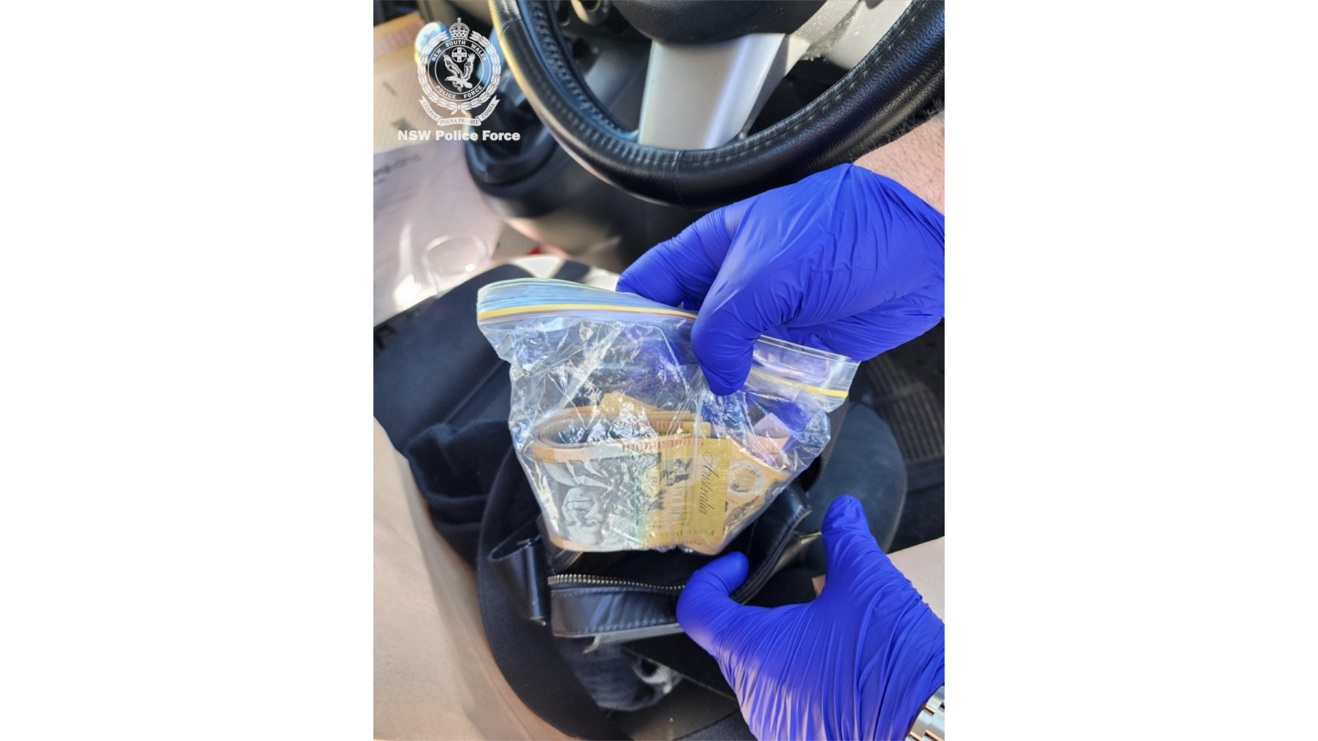 Nearly $2,400 in cash was also found in the man’s possession. (Photo: NSW Police)