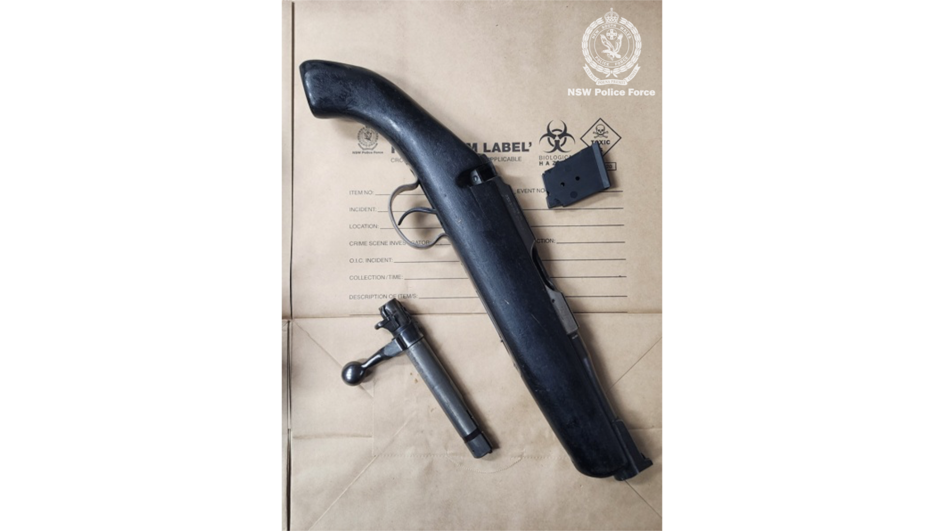 A shortened rifle was found during the vehicle search. (Photo: NSW Police)