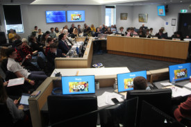 The chambers were full with students, teachers and Rotary volunteers.