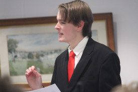 Southern Highlands Christian School student Luke Hilaire debating for their People’s Republic of China team.