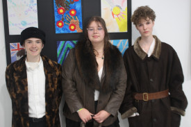 Moss Vale High School students (representing the Russian Federation) Lorcan Unsworth (left), Ruby Pyne and Kipling Reay.