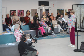 MC for the event, artist Natascha Kieft, addresses the crowd on proceedings.