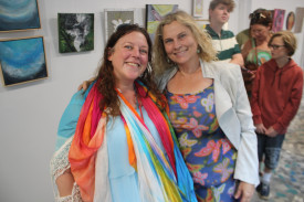 Artist Samantha Black (left) with friend Catherine Green.