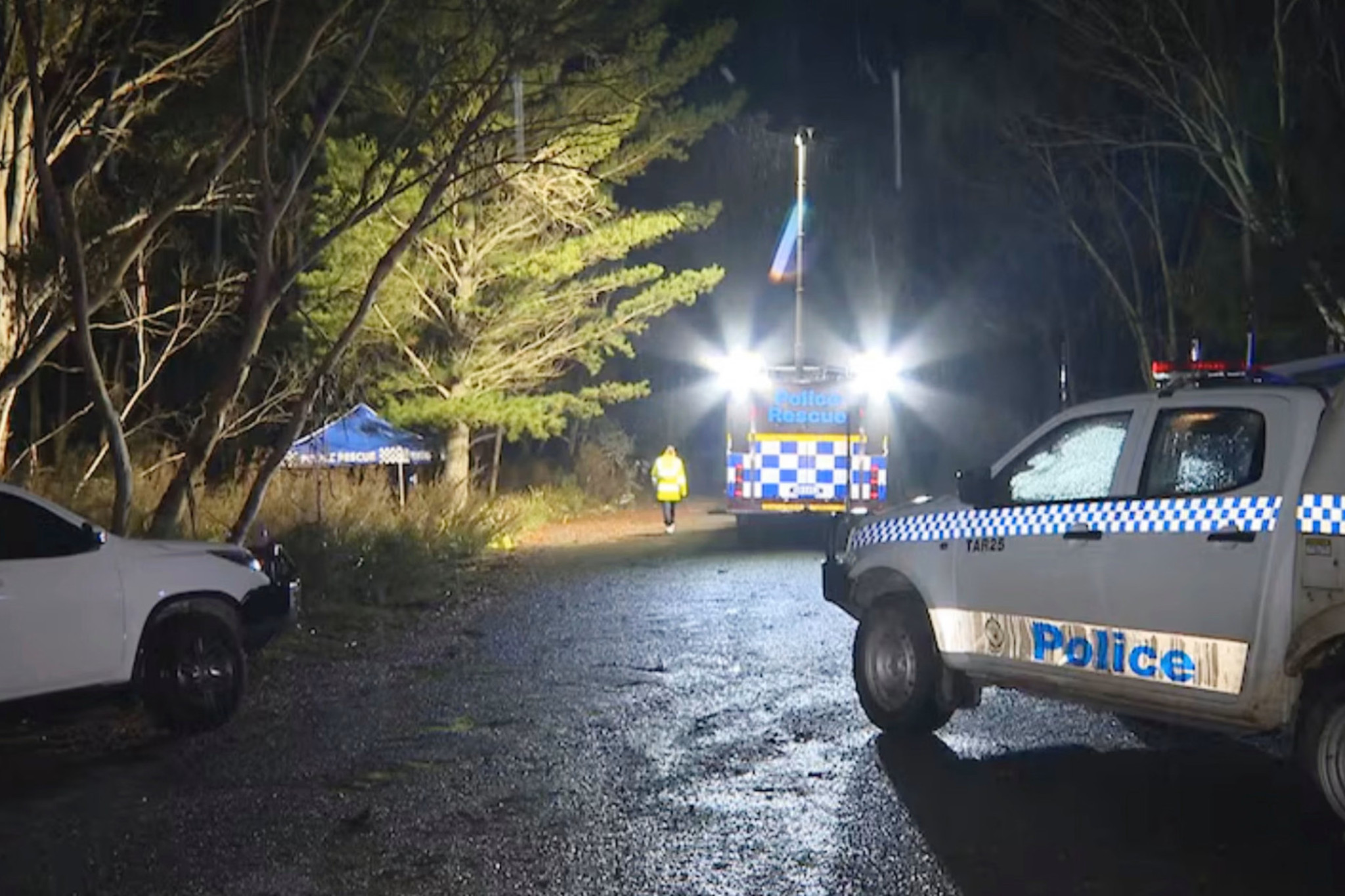 Police on the scene as captured by the ABC, the 'body' turned out to be a doll.