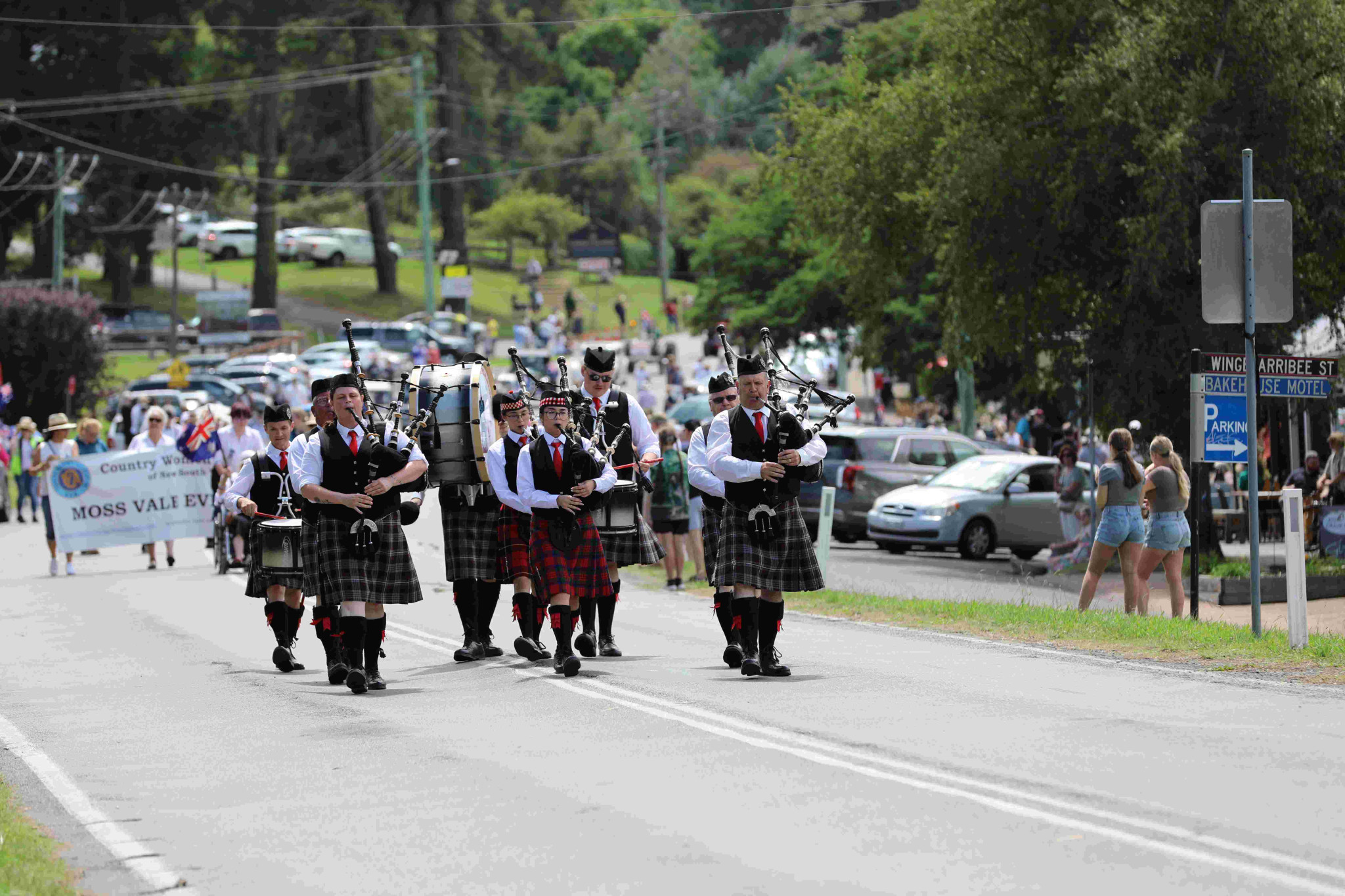 Participants in a previous Australia Day parade make their way down the Old Hume Highway. Photo Stuart Carless.