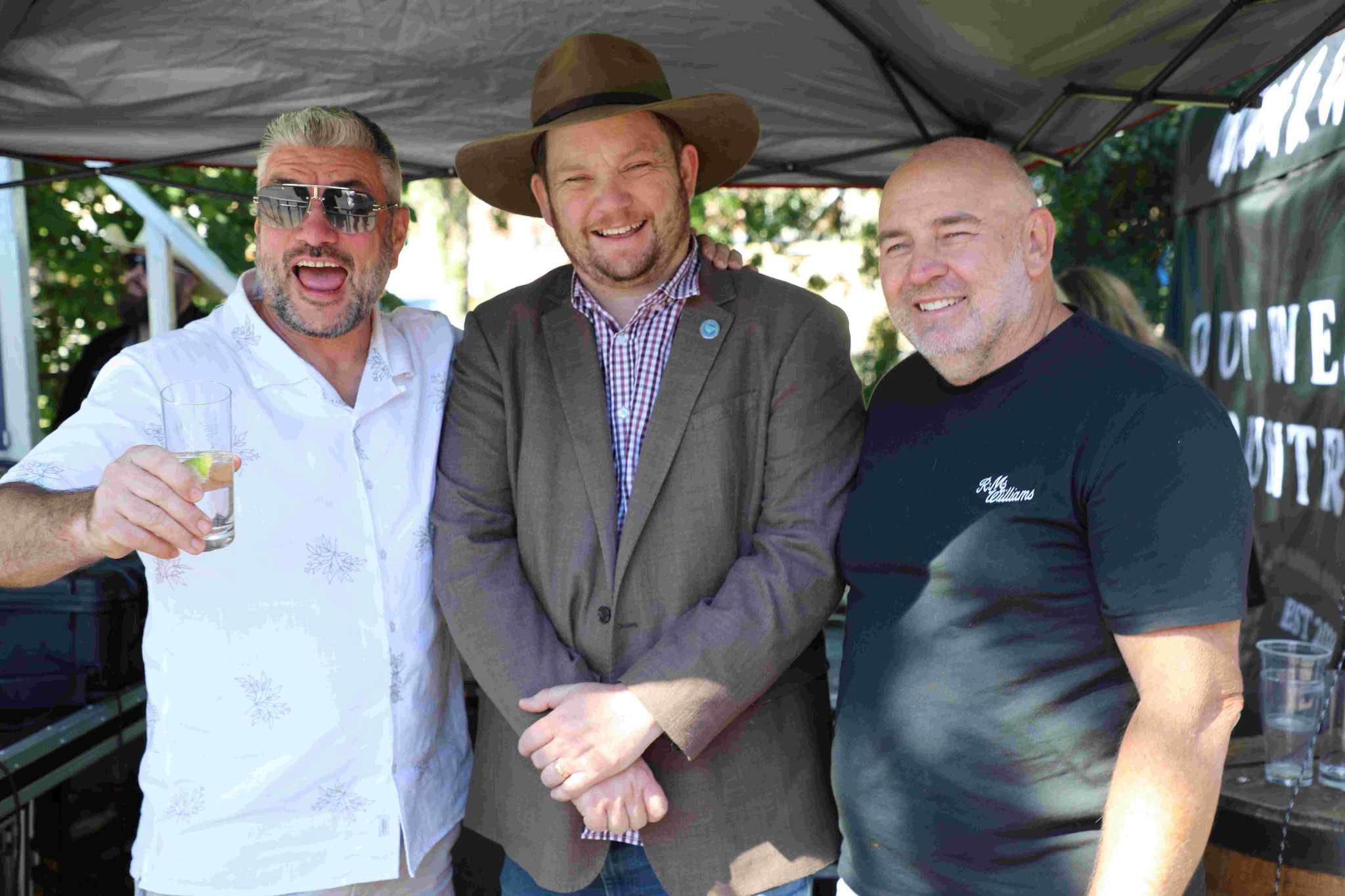 Pub owners Ross Robinson (left) and Adam Cryer (right) with Wollondilly mayor Matt Gould. Photo Stuart Carless.