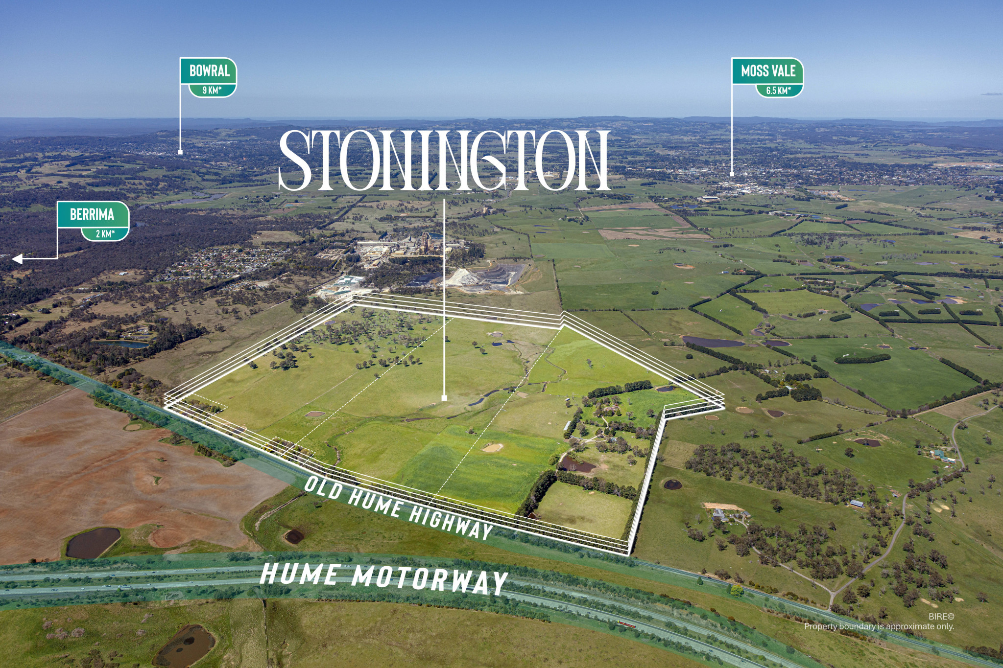 Stonington comprises 300 acres next to Boral and the Hume Highway. Supplied.