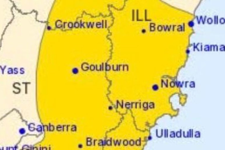 The areas covered by the warning include Bowral and Goulburn.