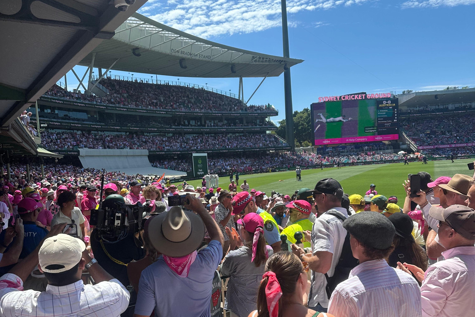 Last year's pink day test at the SCG. Wire stock photos.