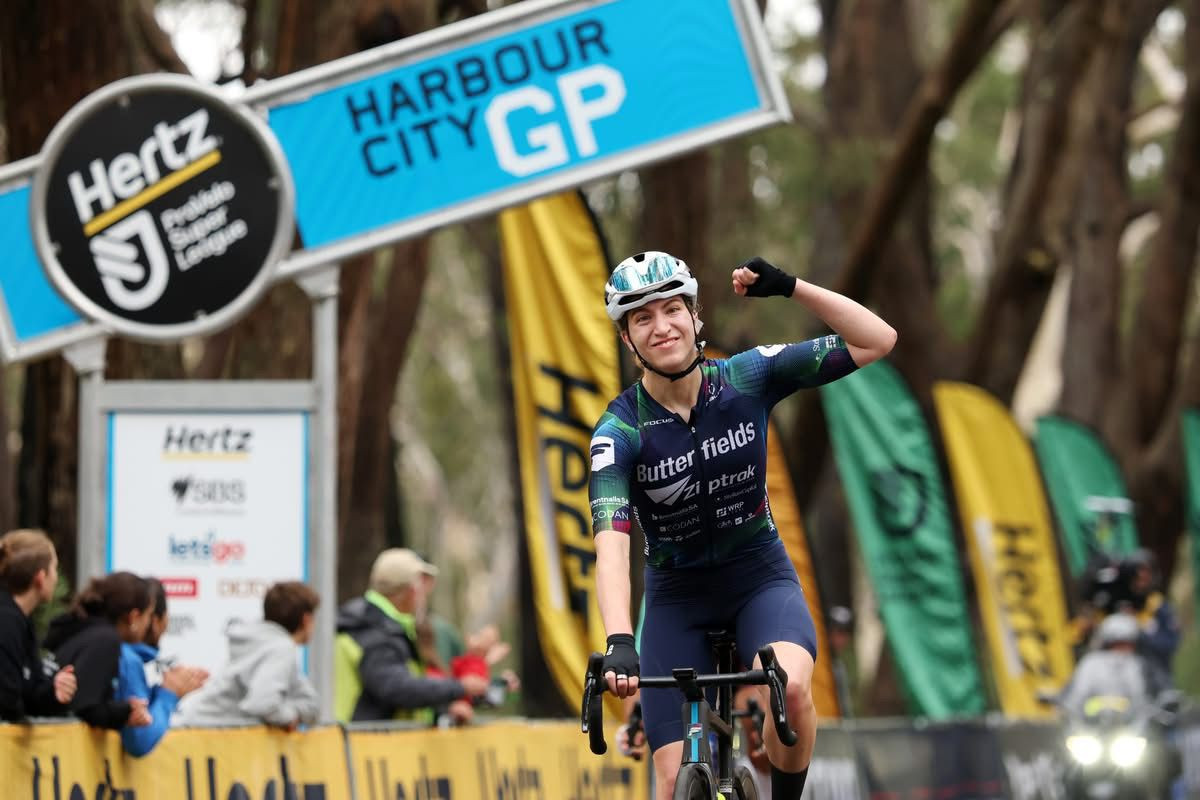 Will Heffernan celebrates as he crosses the line. Supplied.