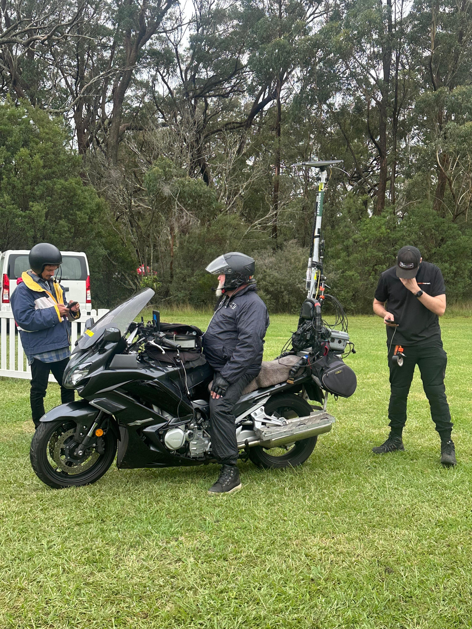 One of the crews from SBS taking a break. The Southern Wire Photo.