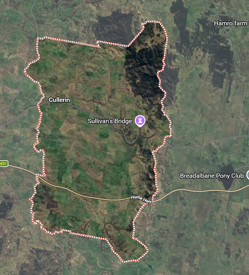 Cullerin is located 6kms north west of Gunning. (Photo: Google Maps)
