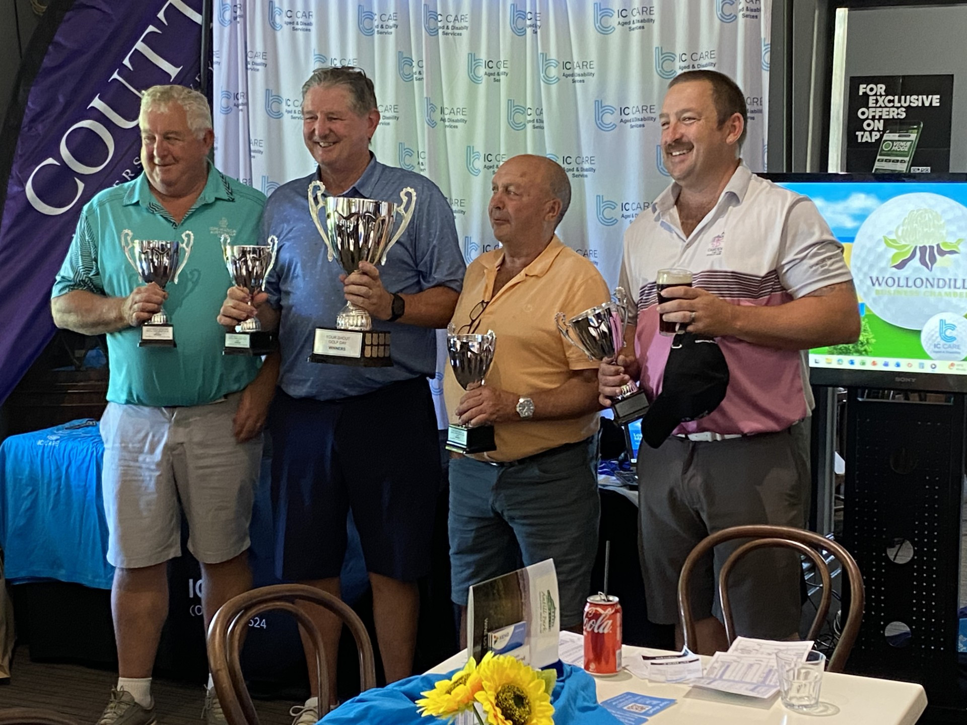 The winning team from Macarthur Trophies who hilariously won back the trophies they donated to the event! (Photo: Steve Wisbey)